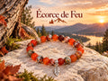 Bracelet homme en perles fantaisie dans les tons de orange - "Ecorce de Feu" -