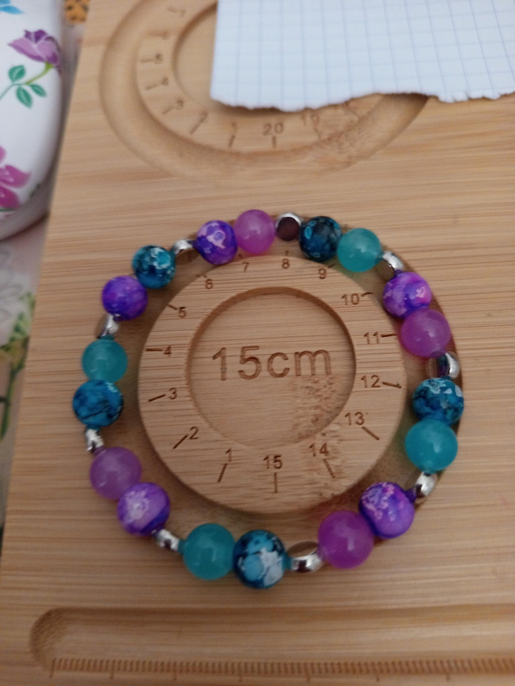 Bracelet Fantaisie Mikuya Violet Turquoise, 15,50 cm