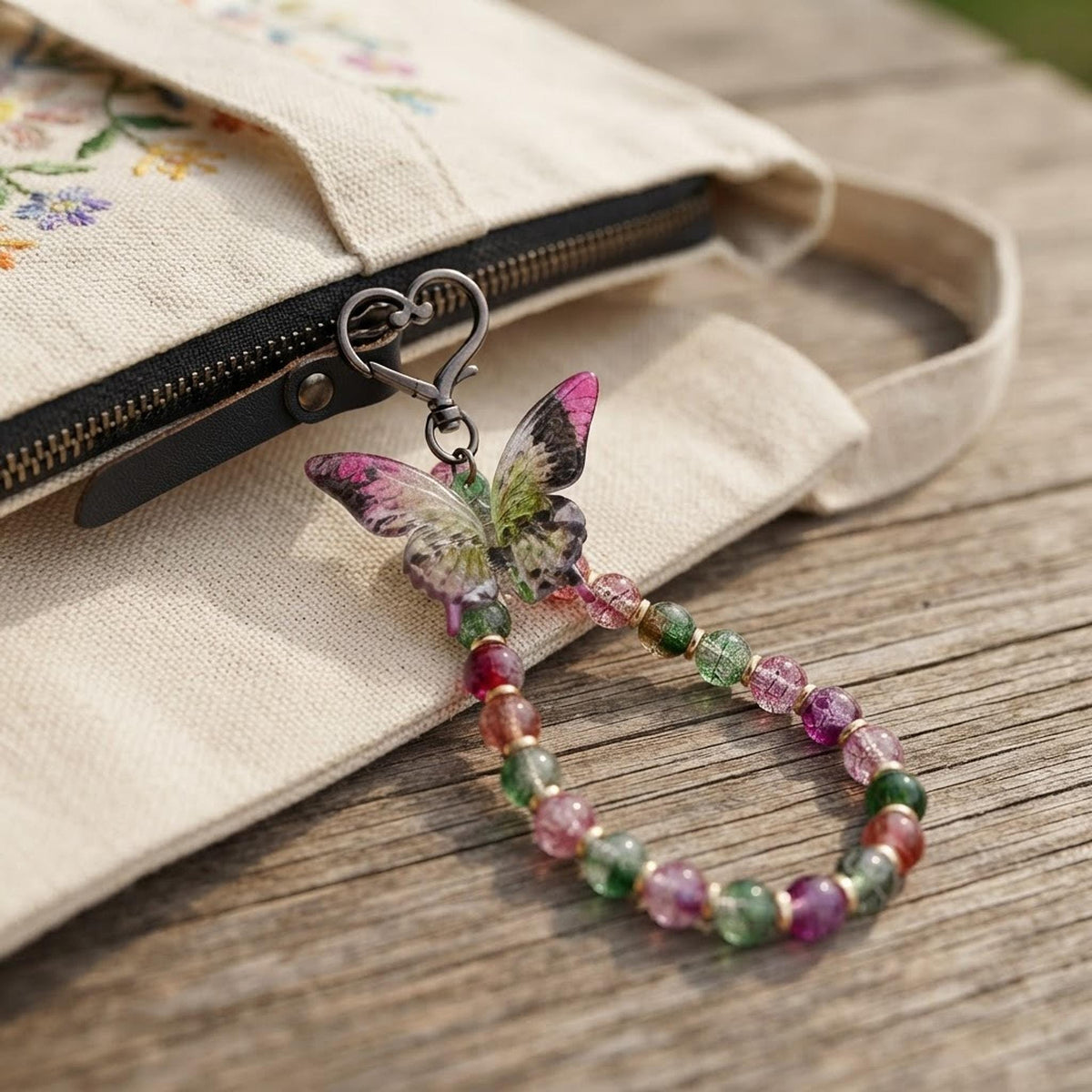 Ensemble fantaisie bracelet et grigri de sac - Aile des baies -