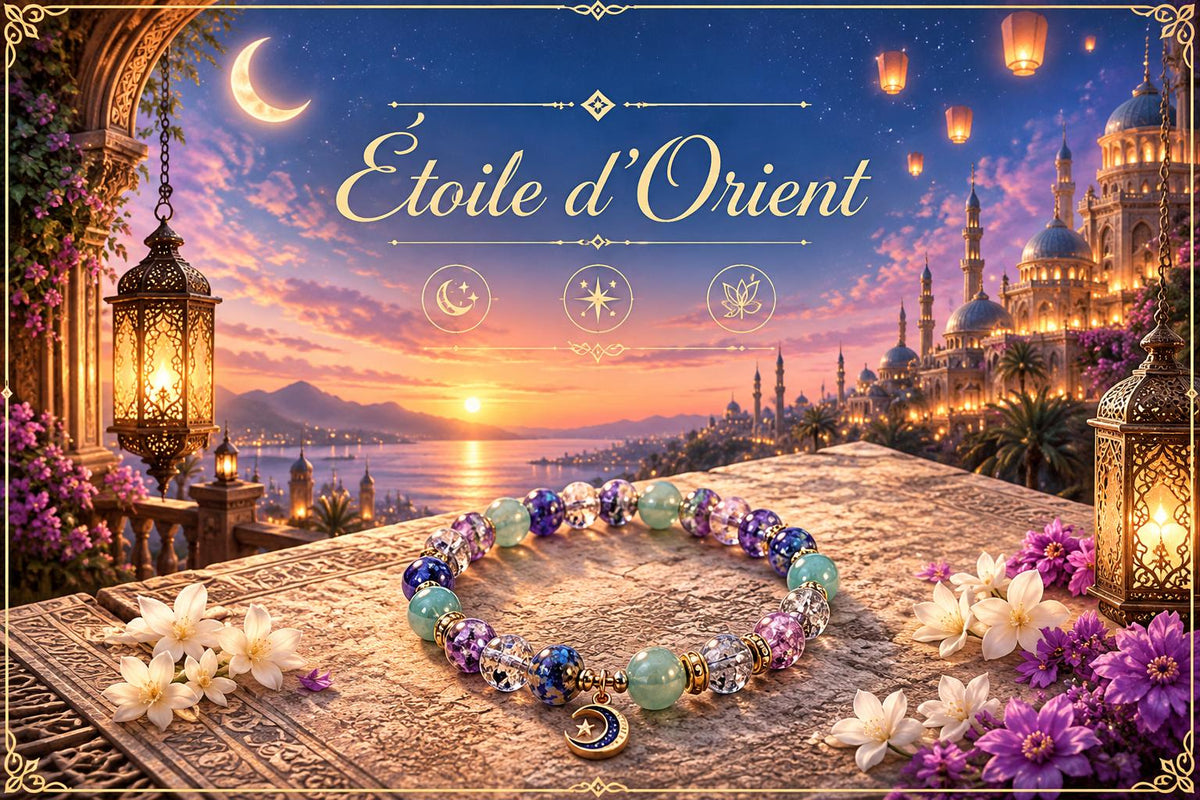 Bracelet Fantaisie en  Perles multicolores - Style Oriental - Etoile d' Orient -