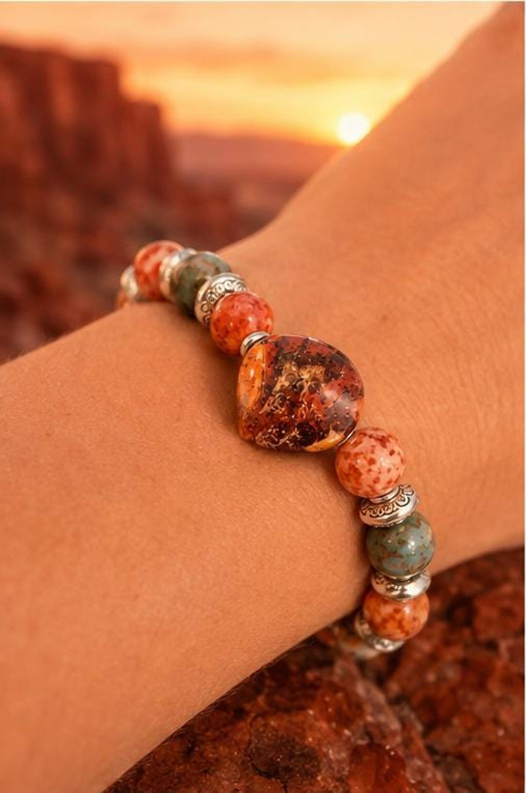Bracelet Fantaisie en perles orange - "Cœur de Canyon"