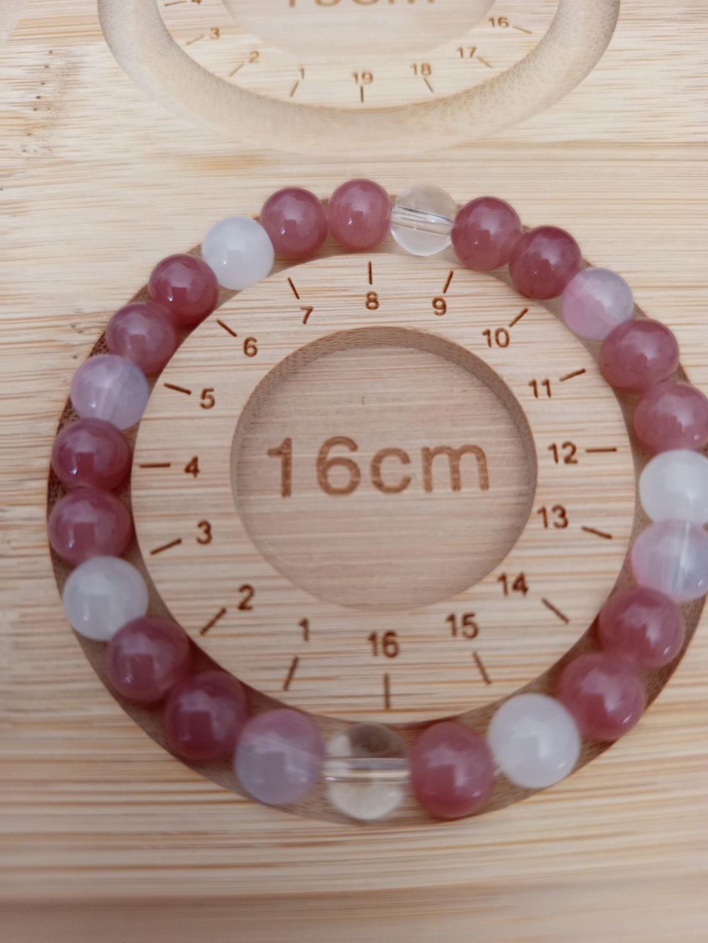 Bracelet Fantaisie, Perles Rouges et Roses 16 cm -"Célérina" -