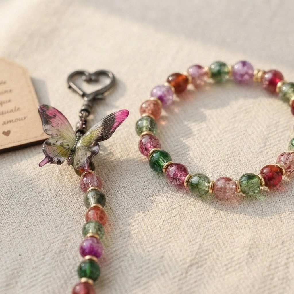 Ensemble fantaisie bracelet et grigri de sac - Aile des baies -