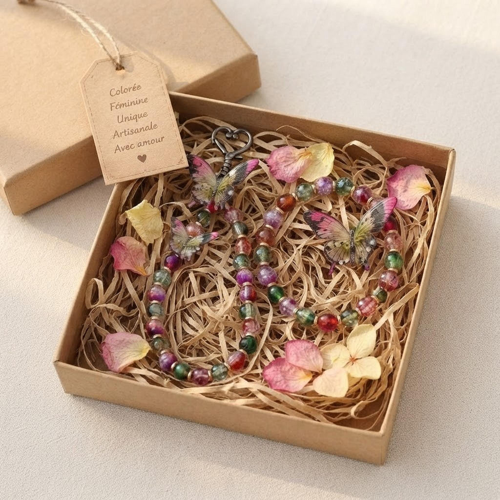 Ensemble fantaisie bracelet et grigri de sac - Aile des baies -