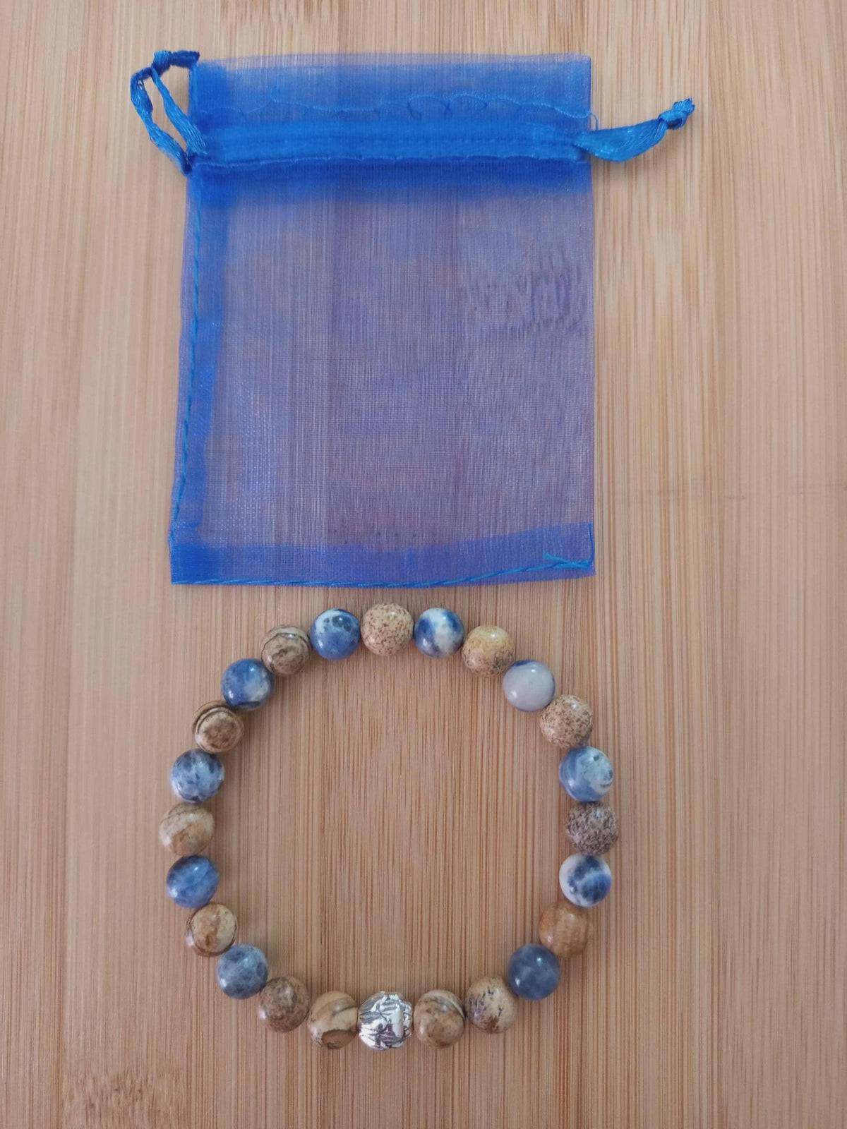 Bracelet jaspe et sodalite, pierres naturelles - Lithothérapie - Entre ciel et terre -