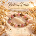 Bracelet en pierres naturelles de Jaspe Paysage é Pierre de Soleil - Lithothérapie - Bohème dorée -