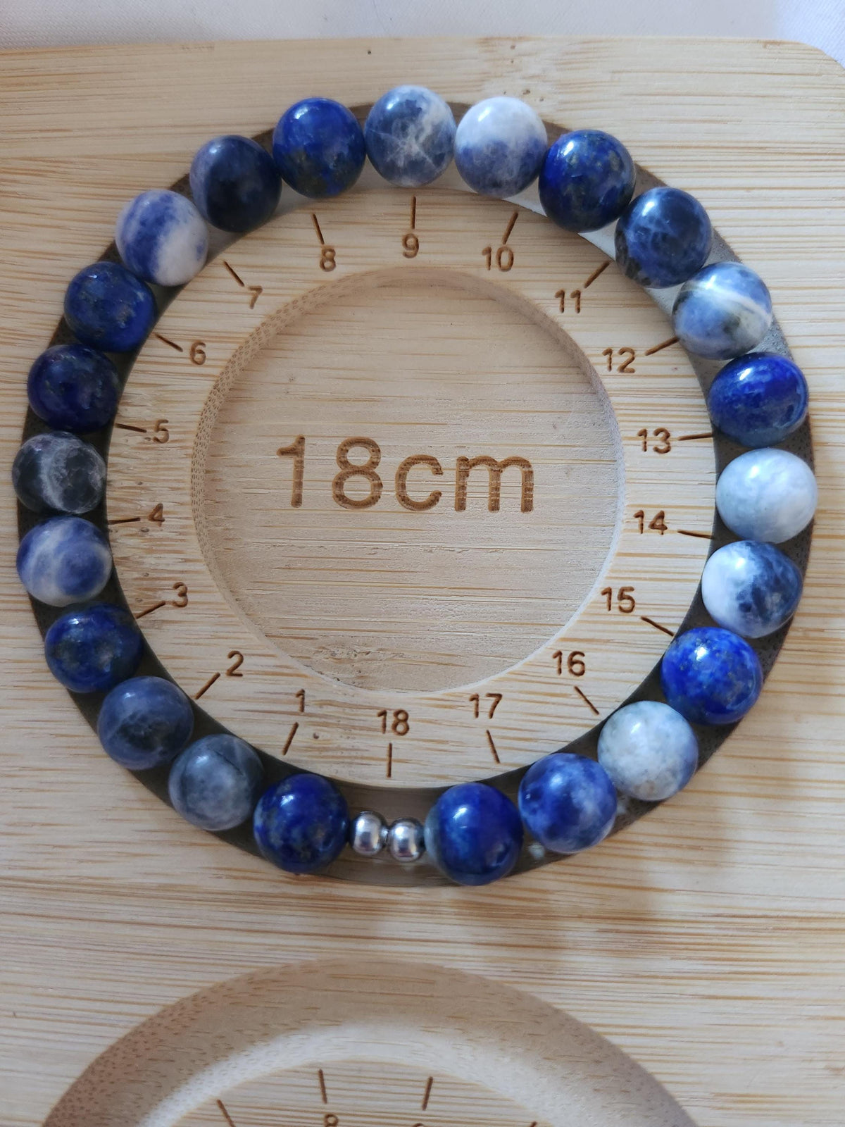 Bracelet en pierre de lapis-lazuli & sodalite - tons bleus - "Ecume bleue" -