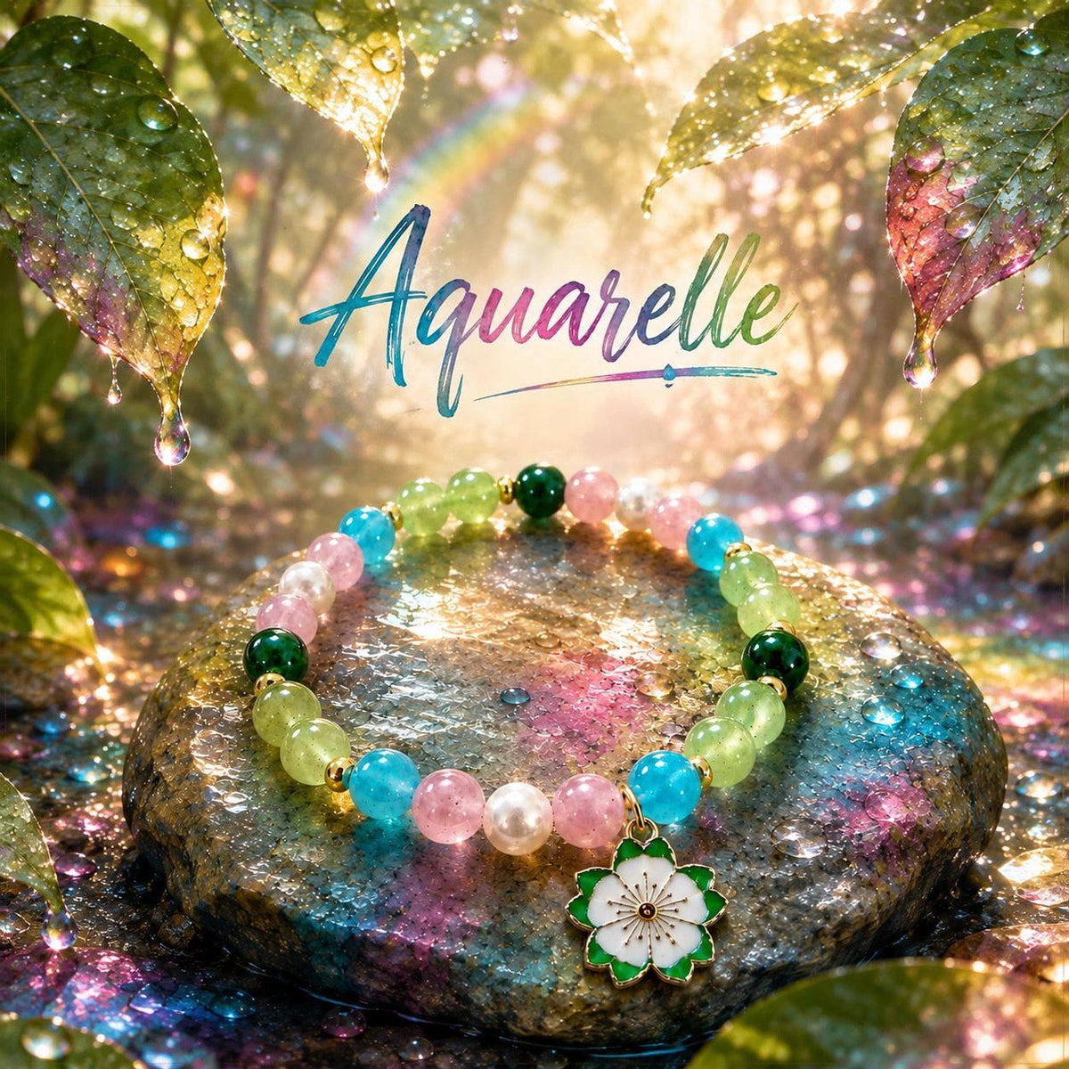 Bracelet fantaisie en perles  Multicolore - Aquarelle" -