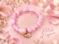 Bracelet fantaisie en perles rose – Perles lumineuses et breloques fleurs – "Pétale d’Espoir🌷"