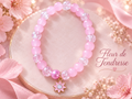 Bracelet femme rose – Perles fantaisie lumineuses et breloque fleur – Fleur de Tendresse 🌸