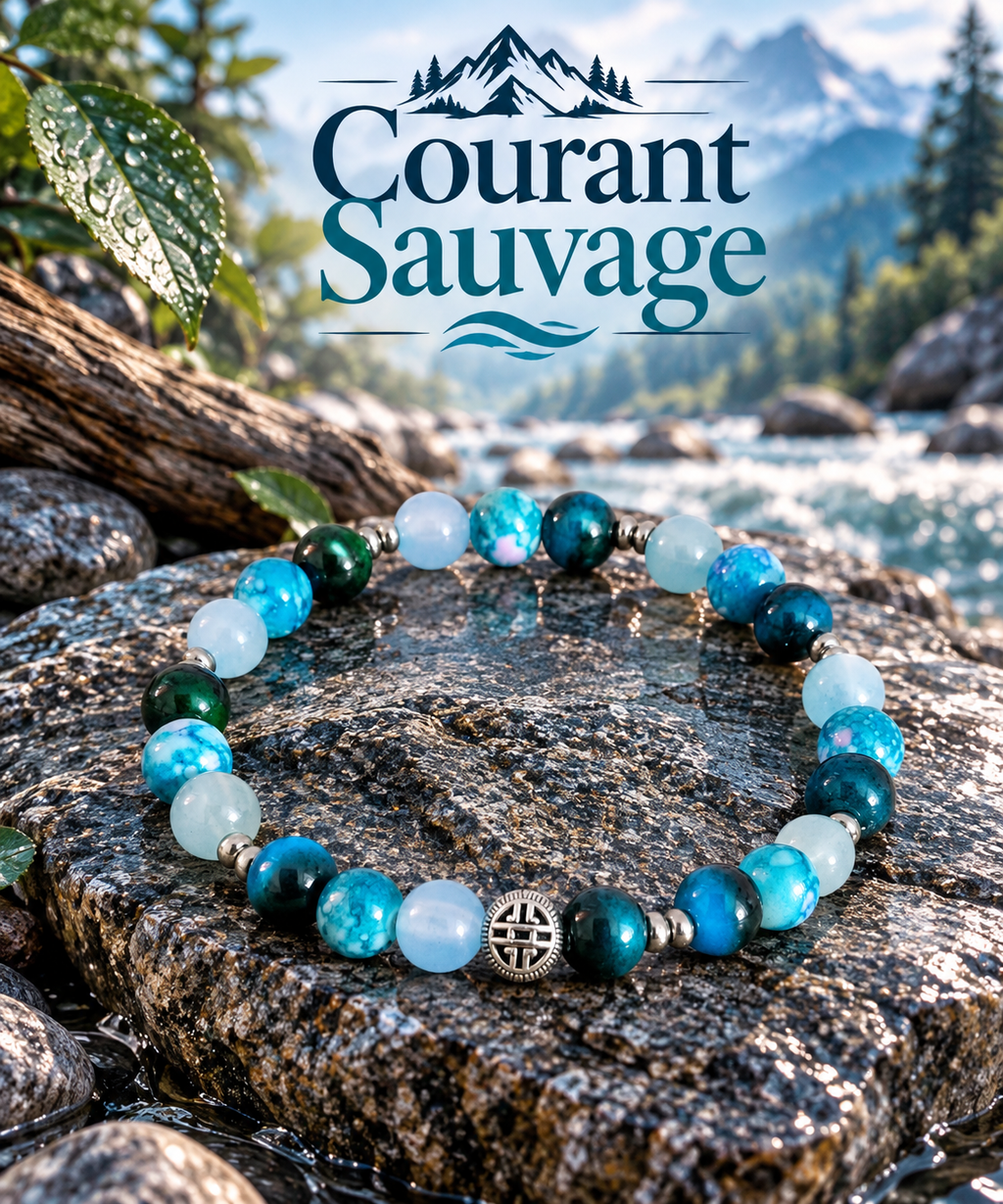 Bracelet perles fantaisie bleu- "Courant Sauvage"-