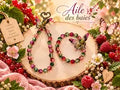 ensemble Bracelet et grigri de sac en Perles Papillon Multicolore - Bijou Fantaisie Bohème Doré - Ailes de baies -
