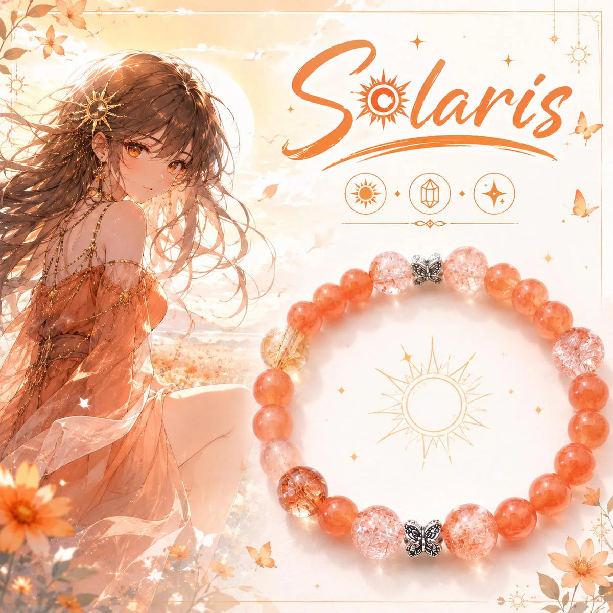 Bracelet fantaisie en perles orange - "Solaris"