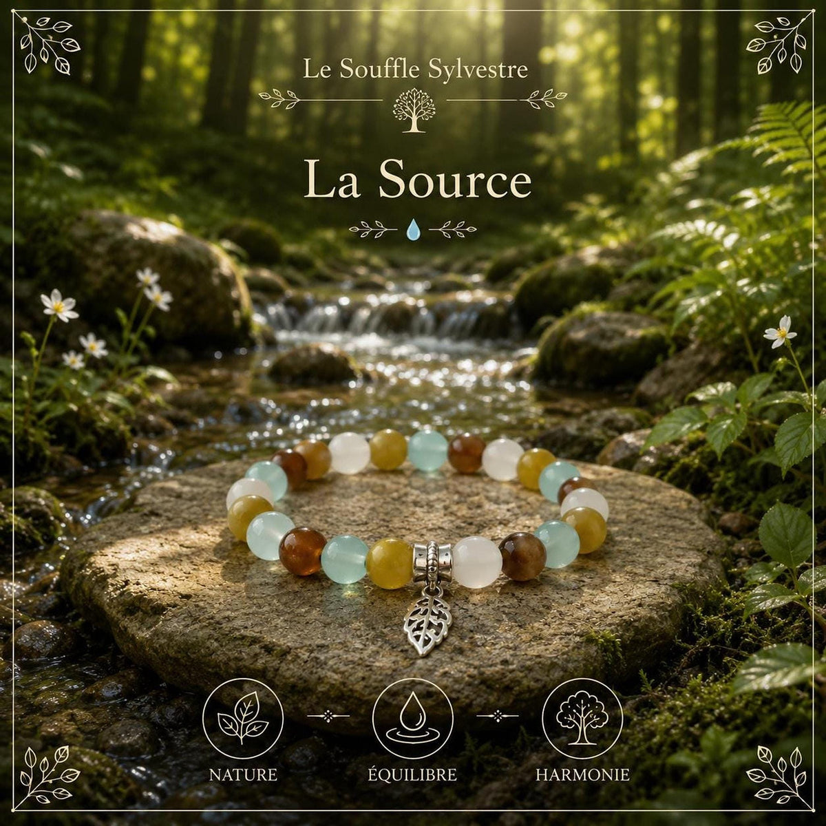 Bracelet en perles multicolores avec intercalaires argentés, -