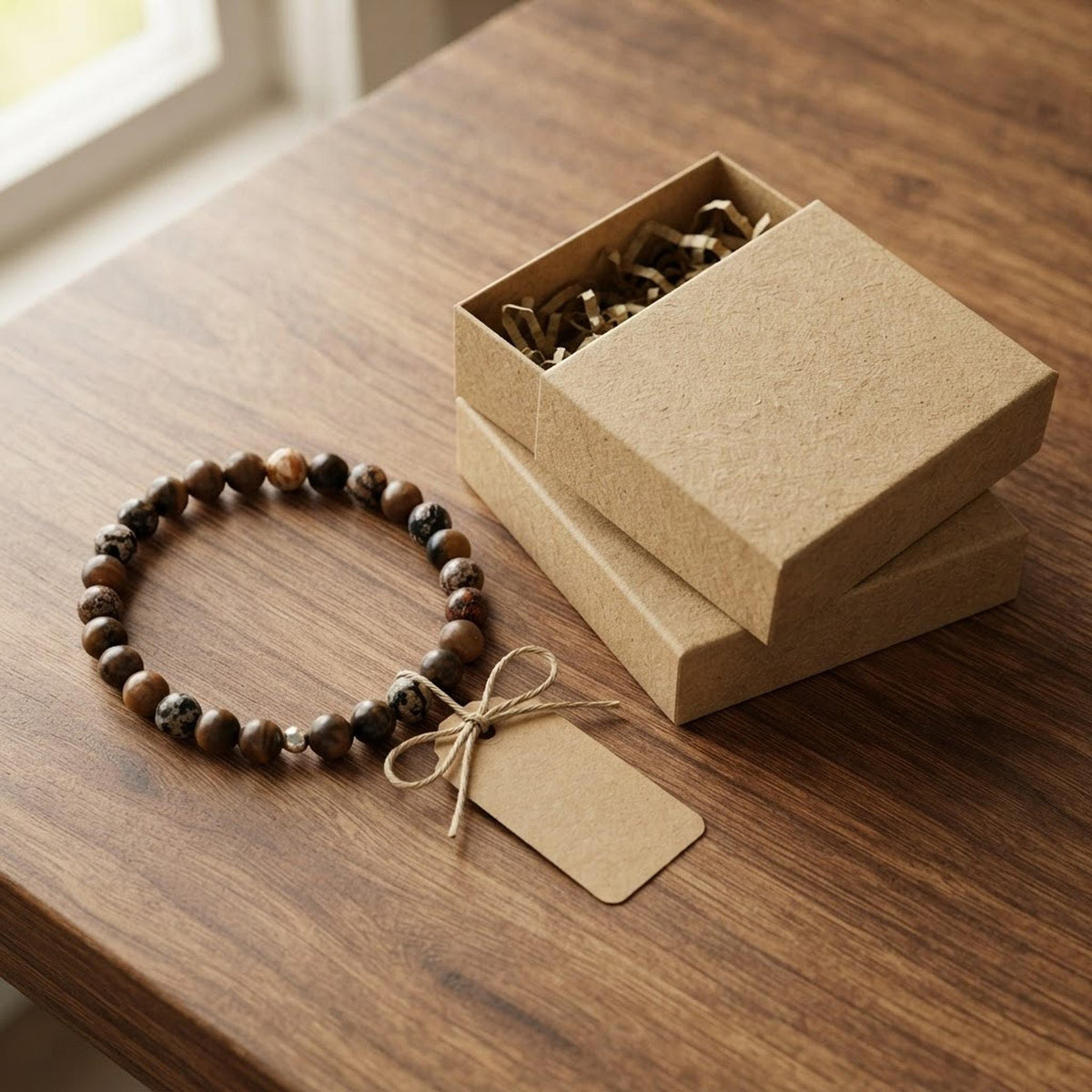 Bracelet pour homme  en Pierres Naturelles (origine indéterminée) - "Terre d'Ombre -