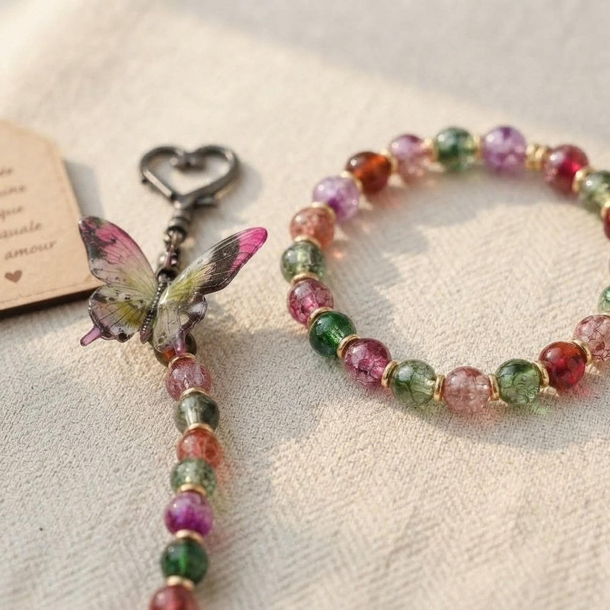 Ensemble fantaisie bracelet et grigri de sac - Aile des baies -