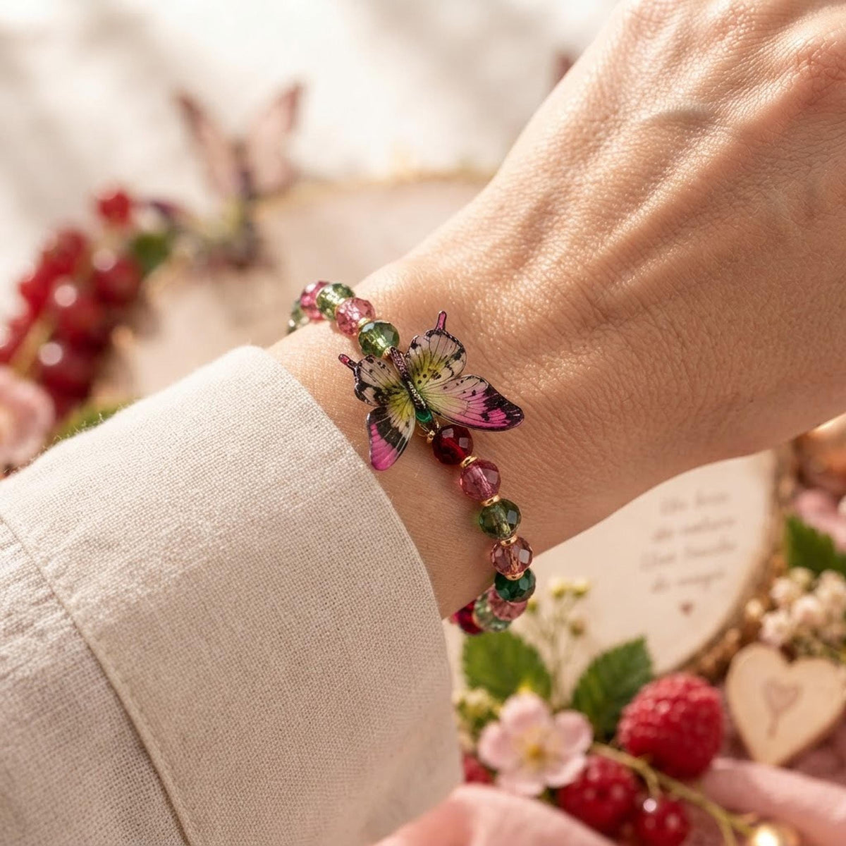 Ensemble fantaisie bracelet et grigri de sac - Aile des baies -