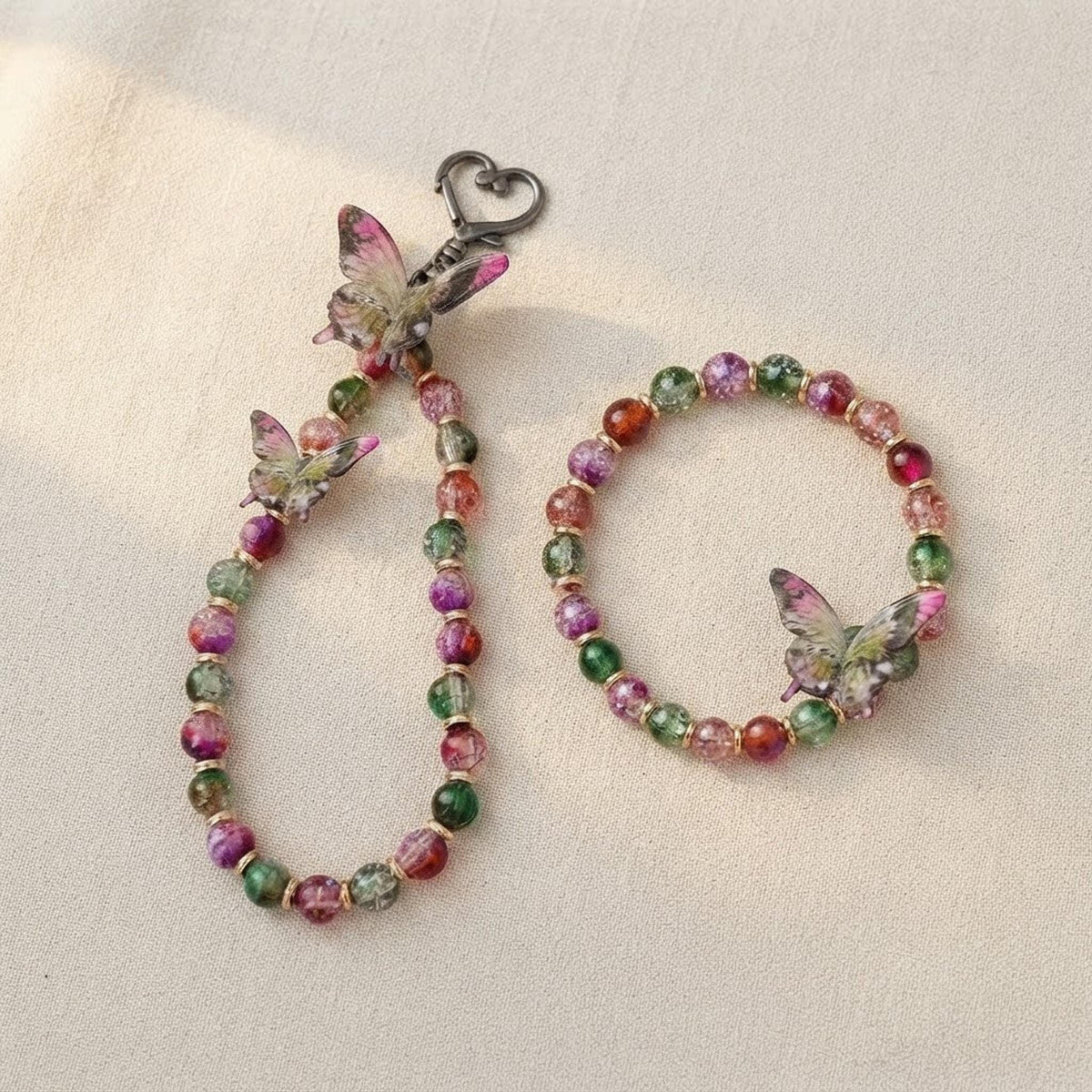 Ensemble fantaisie bracelet et grigri de sac - Aile des baies -