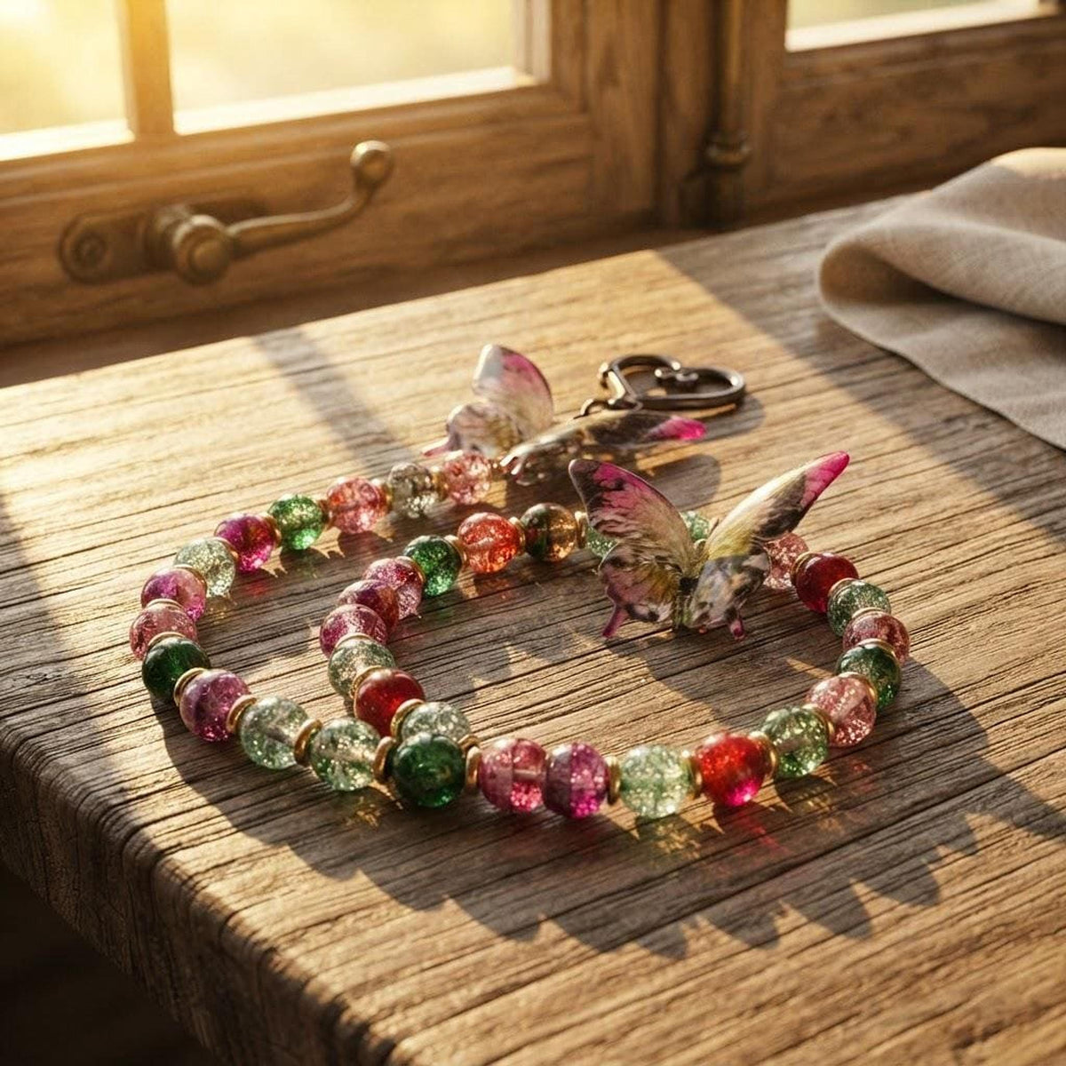 Ensemble fantaisie bracelet et grigri de sac - Aile des baies -