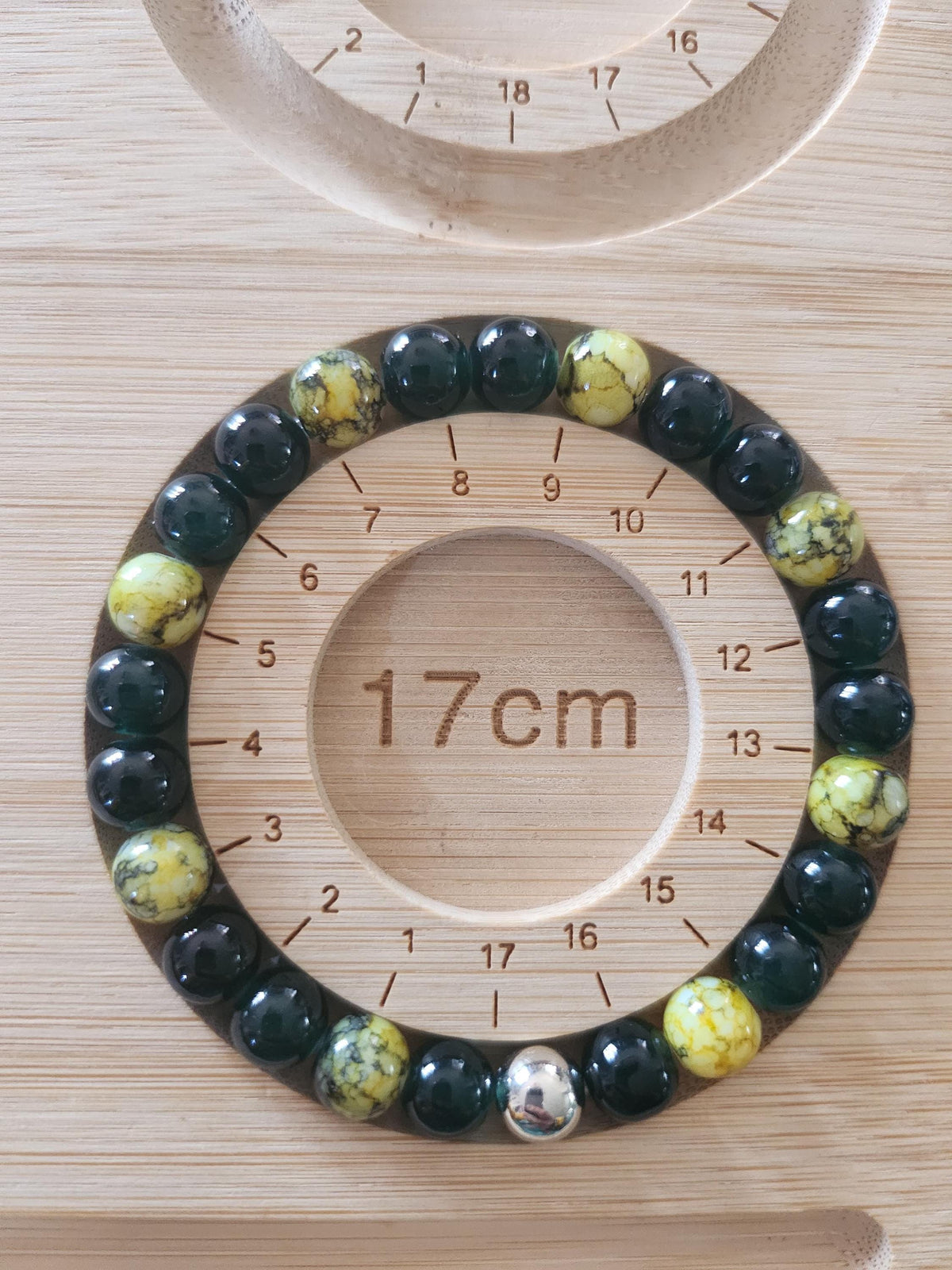 Bracelet fantaisie en perles - tons jaune & noir - "Roche d'Or" -