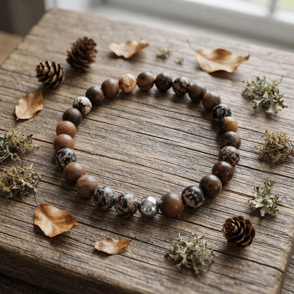 Bracelet pour homme  en Pierres Naturelles (origine indéterminée) - "Terre d'Ombre -